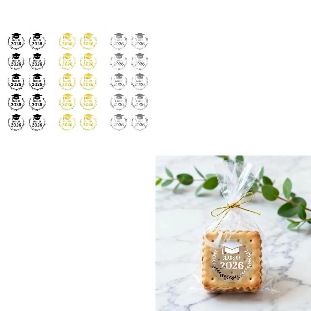 1000Pcs Commencement Cap Sticker Clear Gold Foil Graduation Sticker For Scrapbooking Notebook Album Party Invitations