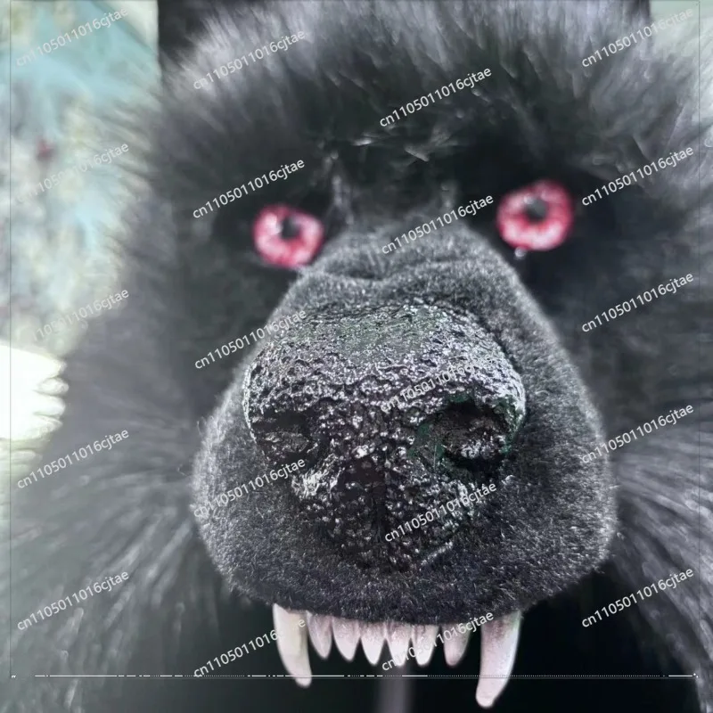 For Halloween Simulated Black Wolf Head Plush Hat Wolf Headgear Props