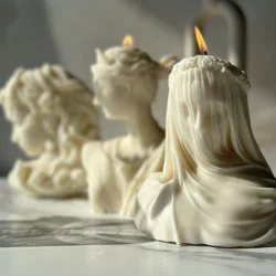 Veil Girl Candle Silicone Mold DIY Lady Portrait Maria Sculpture Making Kit Handmade Soap Craft Plaster Resin Molud Home Decor