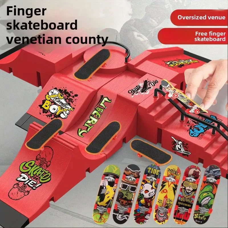 

Mini Finger Skateboarding Slope Railing Set - Sports Training Park Model for Children & Adults Fingerboard Game Toy