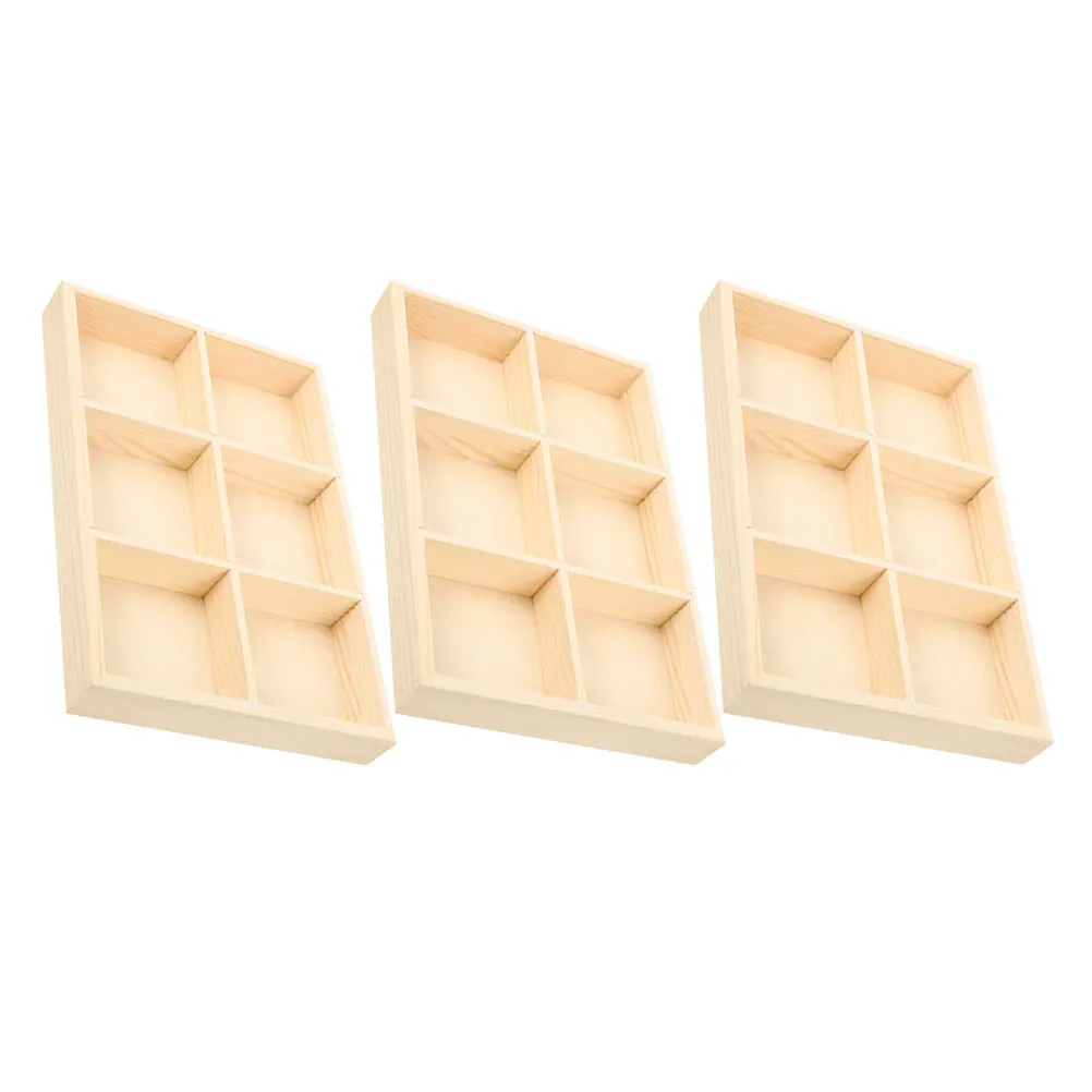 

3Pcs Wooden Storage Organizer Divided Box for Art Supplies Crayons Desktop Tray Wood Pencil Holder Wood Trays for Crafts