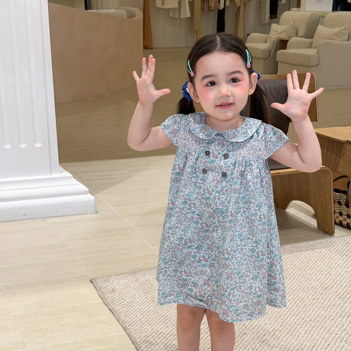 2026 Girls Dress Summer Thin 2026 Peter Pan Collar Princess Dress A Grade Baby Skirt