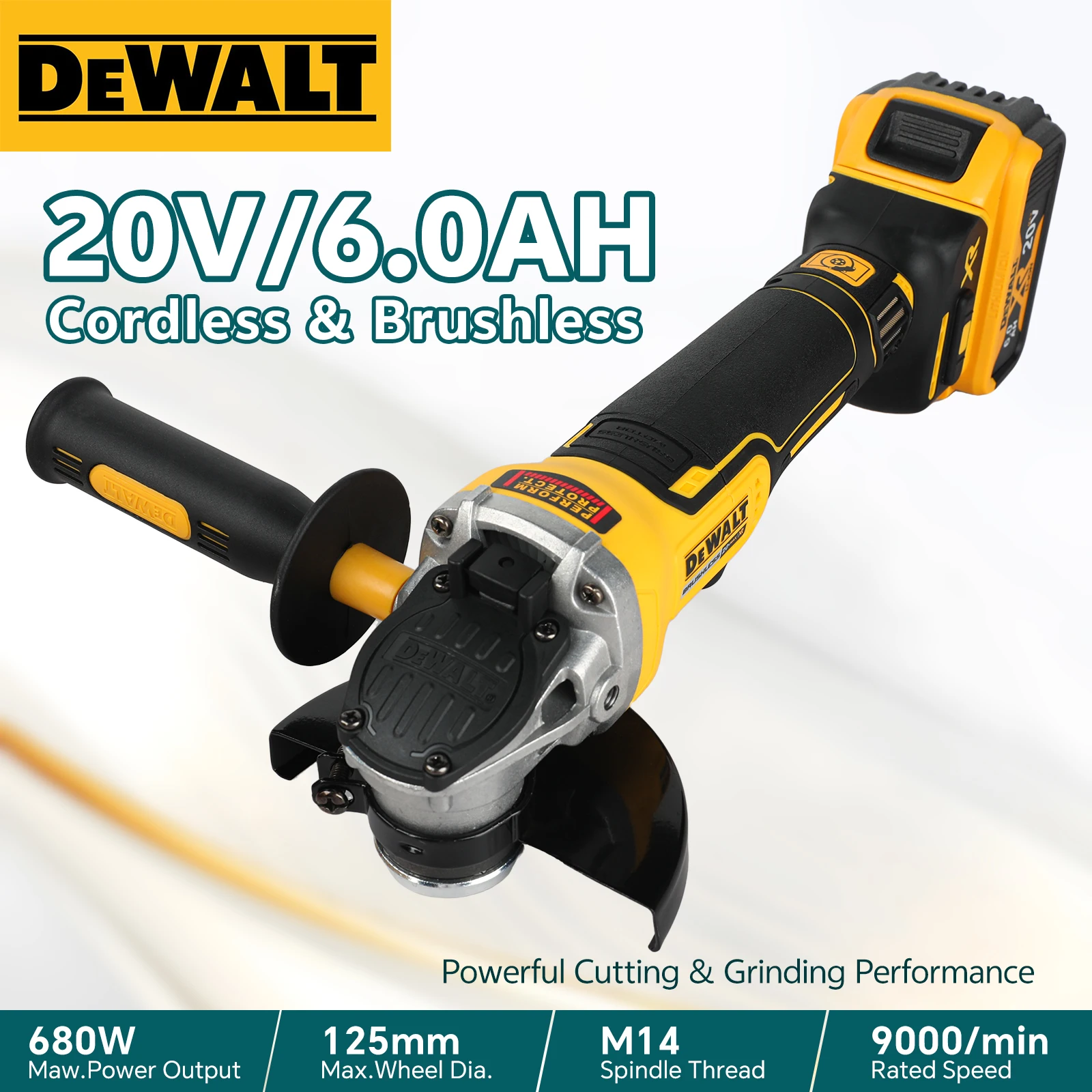 

DEWALT DCG405 Angle Grinder 20V Professional Cordless Power Tool Cutting Machine Rechargeable Brushless Portable Polisher