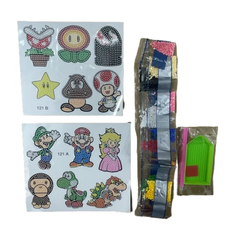 Cartoon Super Mario Children Diamond Decal DIY Hand Dot Drill Stickers Indoor Parent-child Interactive Game Painting