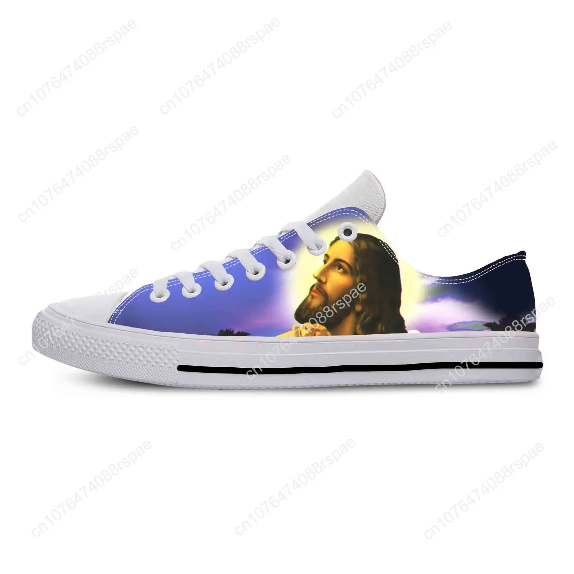 Gesù cristo croce cristiana dio fede religione scarpe di stoffa Casual Low Top comode e traspiranti stampa 3D uomo donna Sneakers