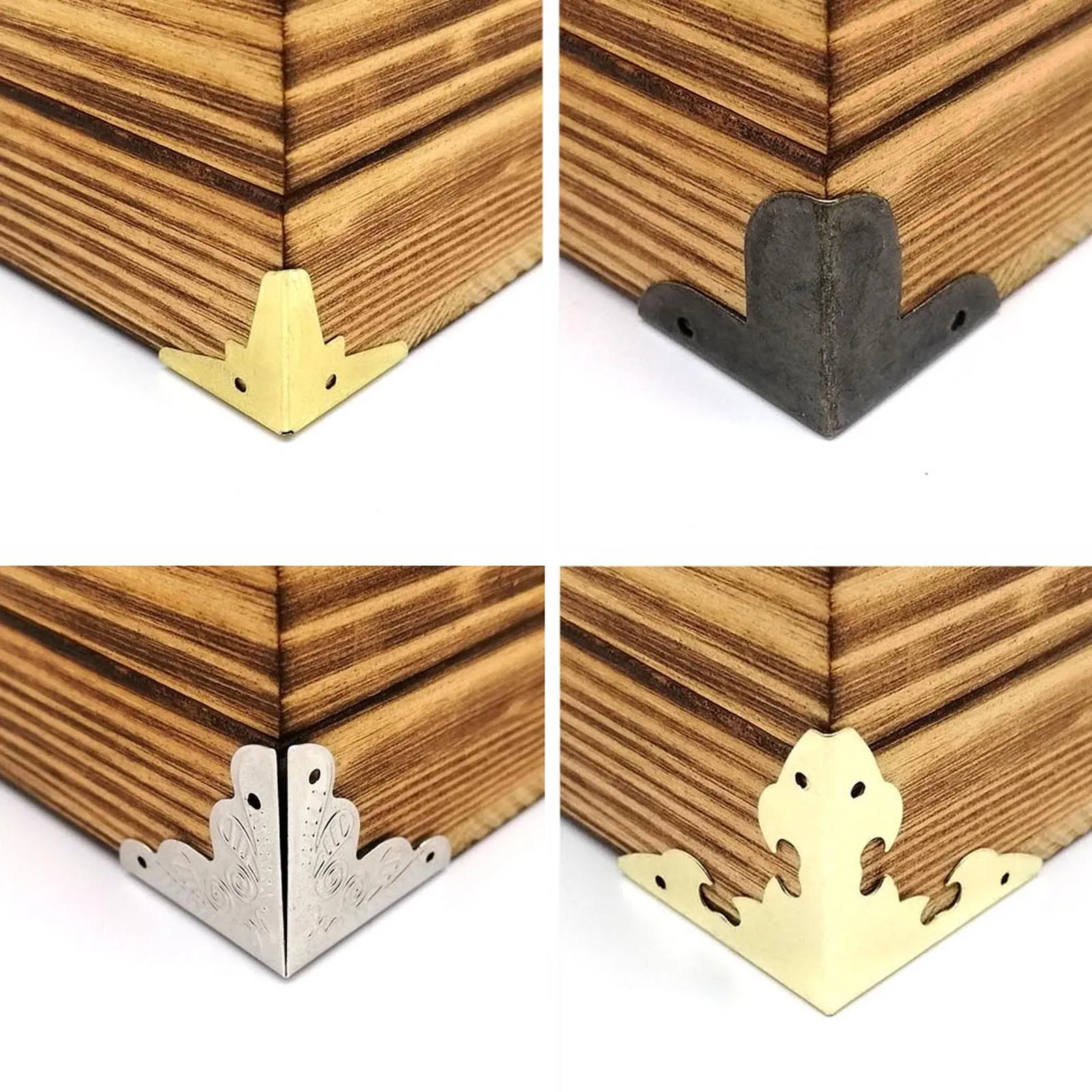 HZYUEGOU 12 Stück Antiker Vintage Dekorativer Eckenschutz für Schmuckkästchen, Wein-Holzkisten, Koffer, Bilderrahmen, DIY – Detail 2