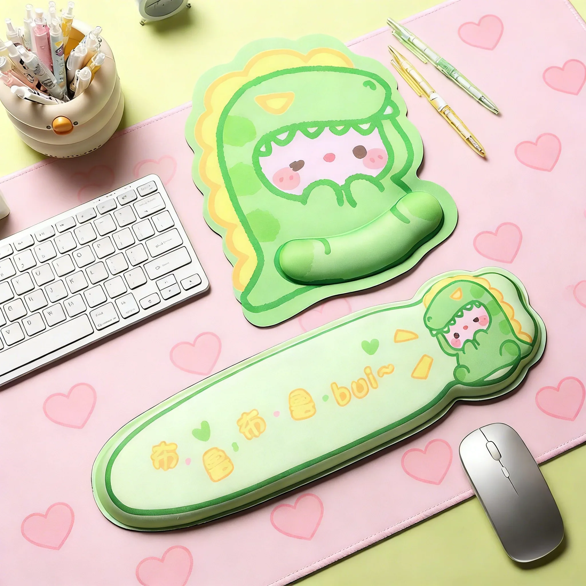 

Cute Wrist Rest Mouse Pad Kawaii Dinosaur Ergonomic Soft Memory Sponge Non Slip Base For Computer Office Gaming
