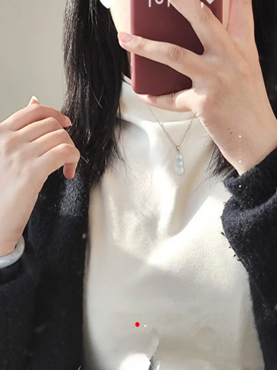 

Thiened Merino Wool Turtlene Base Layer Casual Warm Long Sve Crew Ne Pullover Sweatirt for Commuting And Leisure