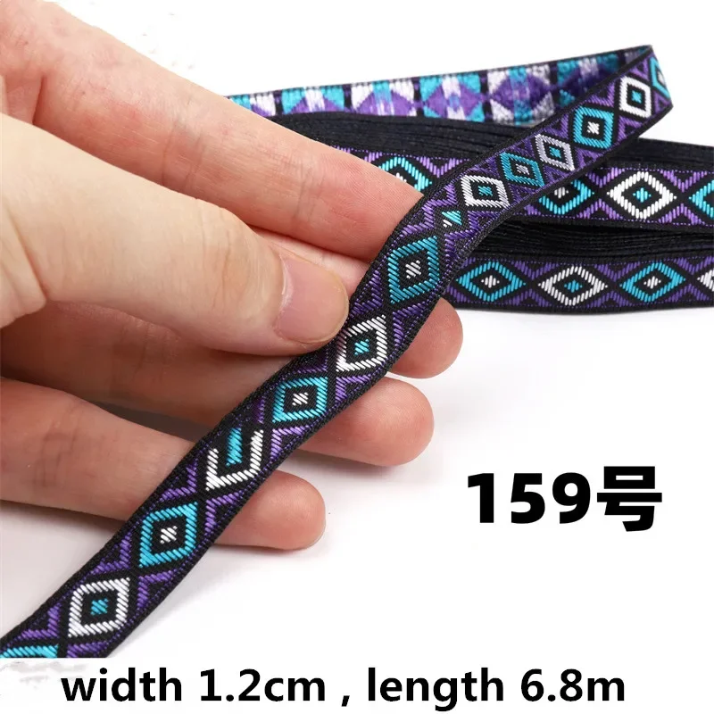 6.8m/roll Jacquard Webbing Trim Ribbon DIY Craft Vintage Ethnic Fabric