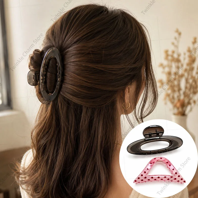 Sweet Cool Raspberry Polka Dot Hair Claw Clip Large Oval Hollow Claw for Women Elegant Minimalist Hair Clip Заколки Для Волос