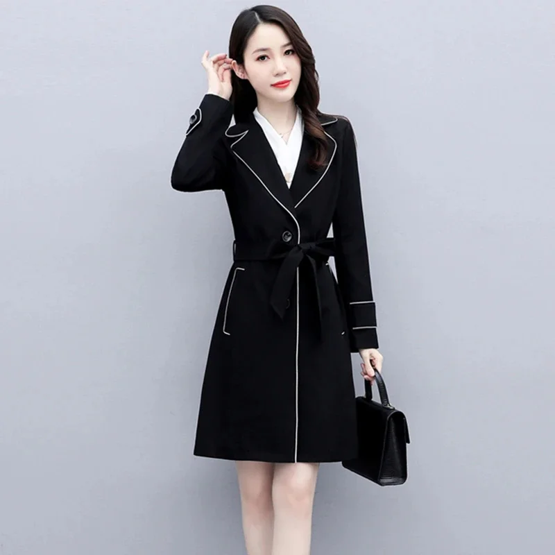 Female High-Grade Windbreaker Coat Lining2026Spring Autumn New Jacket Long Temperament Outwear Women's Fashion Overcoat Top Tide