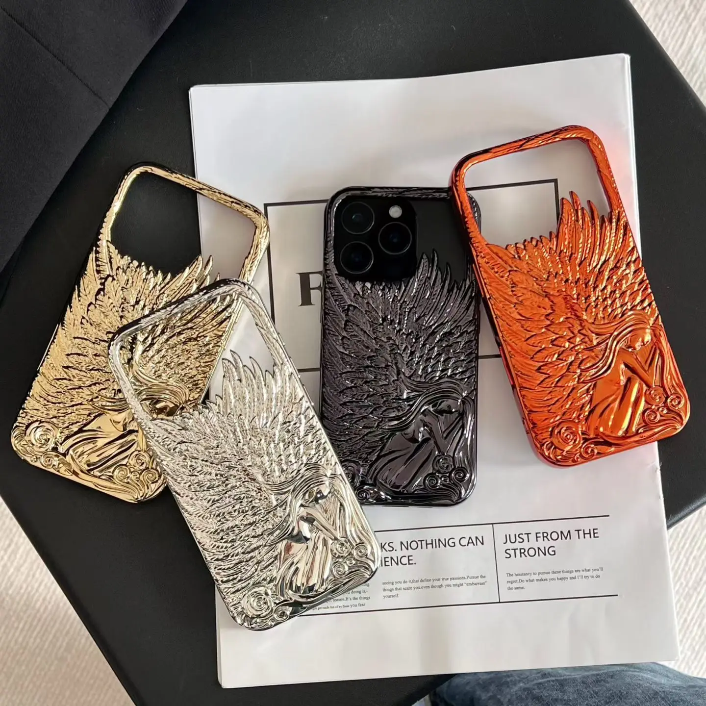 

Electroplated 3D Angel Wing Phone Case For iPhone 17 16 15 14 13 12 Pro Max Shockproof Soft TPU Back Cover