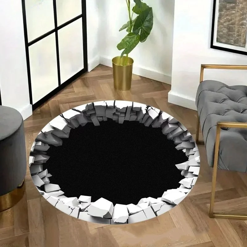 2D Ocean Beach Round Rug Sea Wave Starfish Seashell Circular Mat  Coastal Tropical Style Bedroom Living Room Floor Decor Carpet