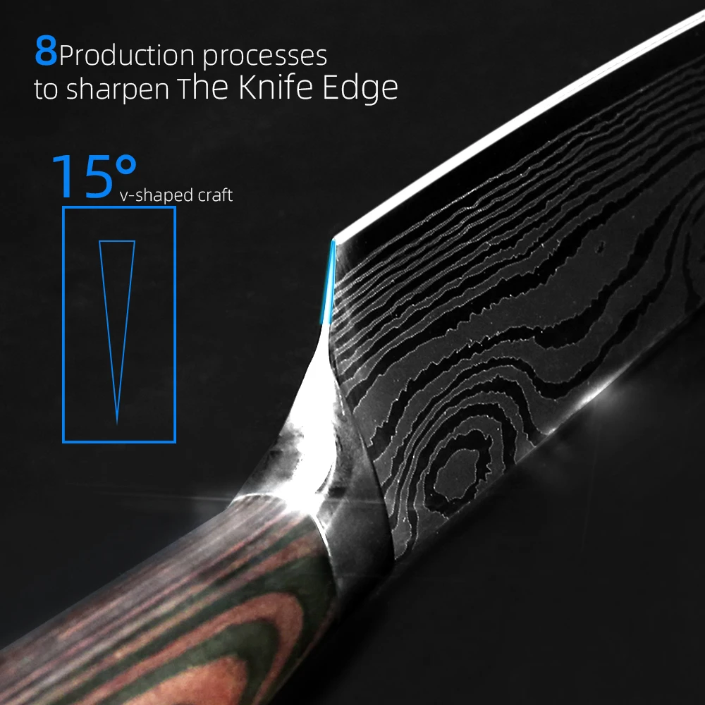 Kitchen Knives Chef Knife 7CR17 High Carbon Stainless Steel Damascus Drawing Gyuto Cleaver Set Slicer Santoku Knife