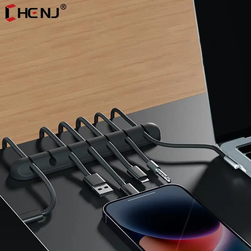 1pc Cable Organizer Management Wire Holder Flexible USB Cables Winder Tidy Silicone Clips For Mouse Keyboard Earphone Protector