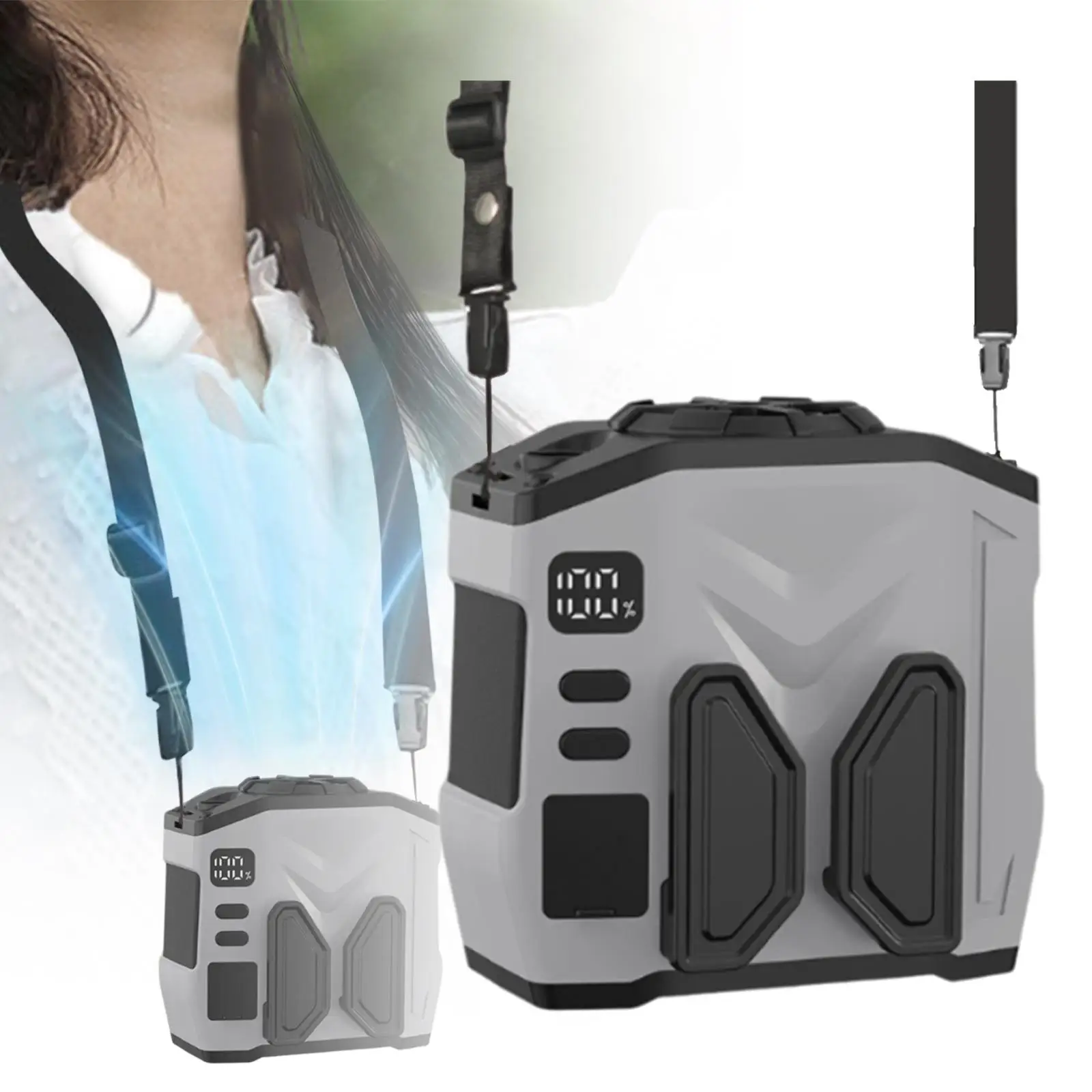 مروحة بمشبك خصر وحزام مروحة هادئة وخفيفة الوزن وقابلة لإعادة الشحن عبر USB ومروحة تبريد صغيرة للمزرعة والسفر والبستنة والمكتب والتسلق