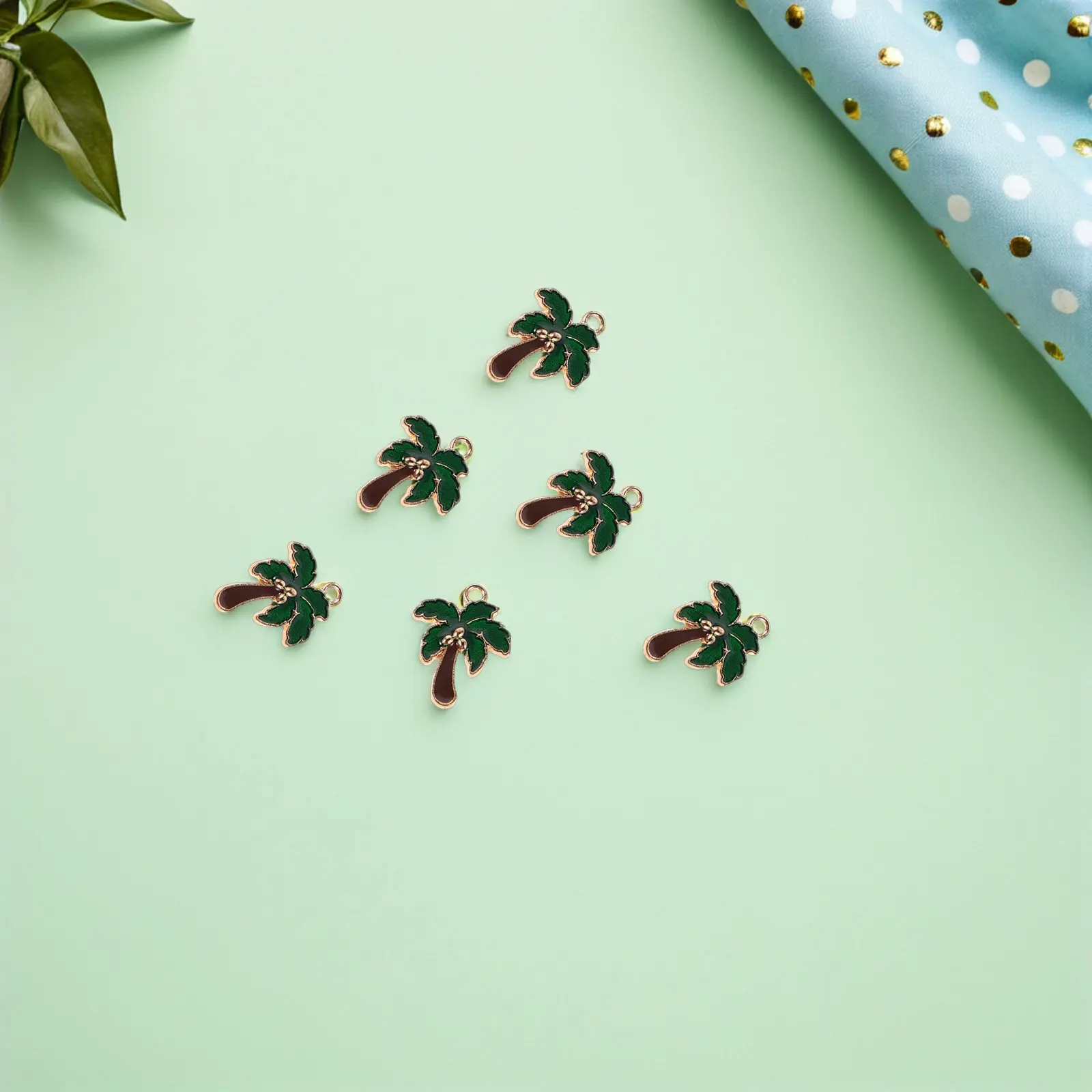 

80Pcs Coconut Tree Alloy Pendants Enamel Tropical Charms for DIY Jewelry Making Necklace Earring Bracelet Keychain Hawaii Style