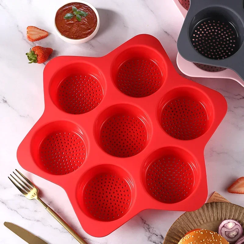 Food grade silicone mold tool for baking round burgers, heat-resistant bread cake oven baking tray mold，baguette Bread Pan