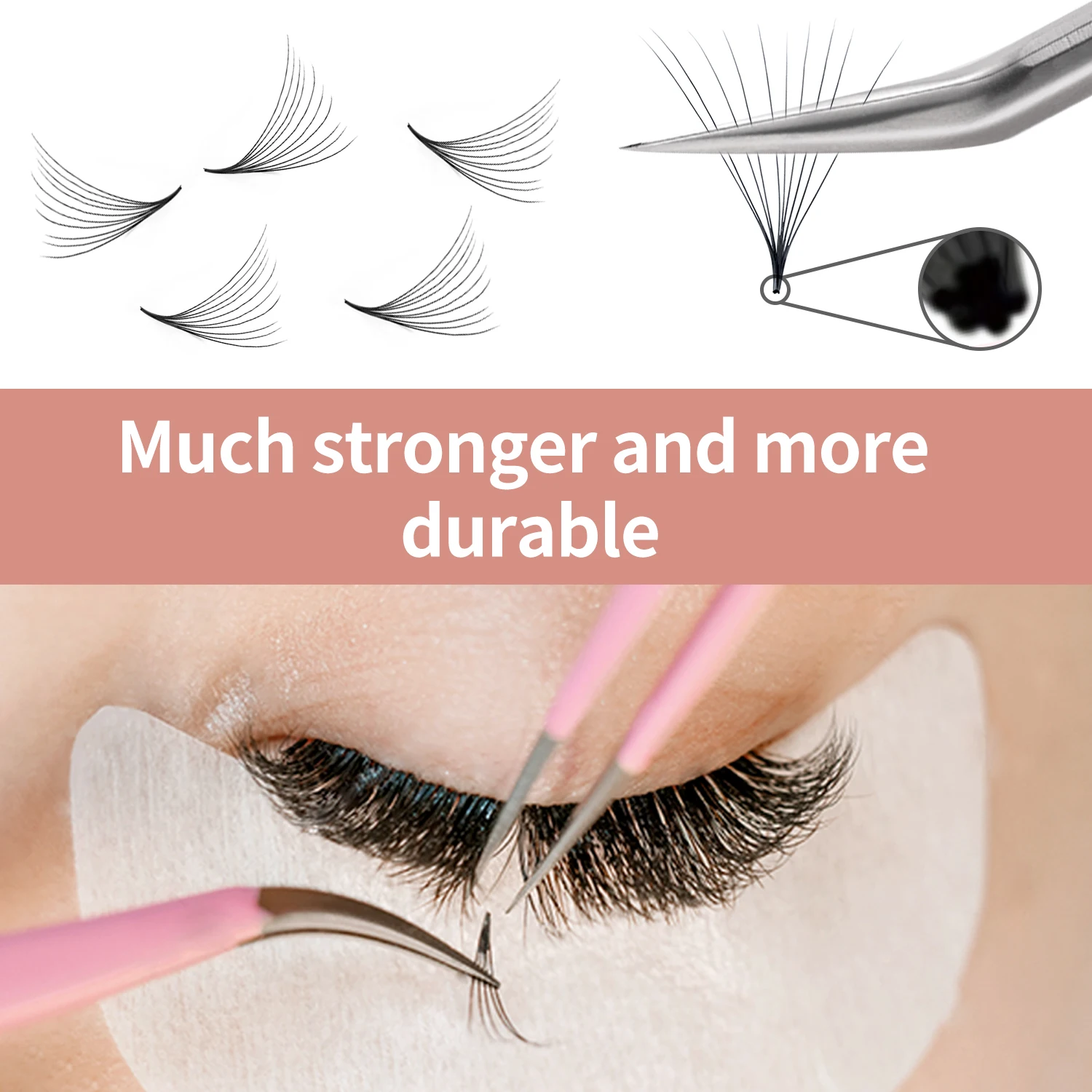 FinyDreamy 1800 Premade Volume Fans Eyelash Extension 9D/10D/12D Thin Stem Lash Pointy Base Slim False Faux Mink Lash Cilia