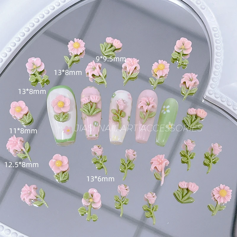 

DIY Nail Art Material Pack with 30pcs Floral Decorations Assorted Simulated Tulip Resin Flower Nail Art Decorations Pack