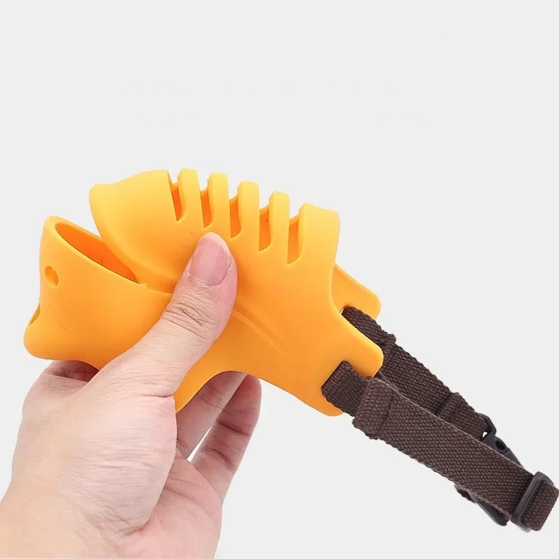 Pet Dog Pure Silicone Muzzle Anti-barking and Anti-bite Rhino-shaped Muzzle Medium and Small Sized Dogs Mouth Blocking Tool