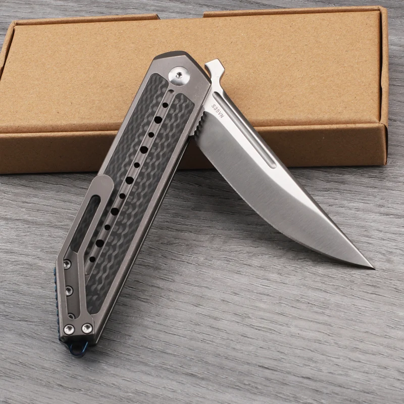 Outdoor Carbon Fiber Titanium Alloy Folding Knife Camping Survival Portable Multipurpose Play Cutting EDC Tool Knife