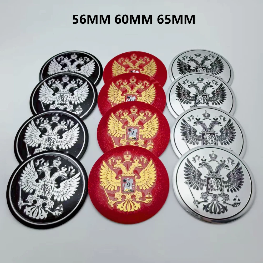 

4pcs 56MM 60MM 65MM Russian Coat of Arms Logo Emblem Car Stickers Car Wheel Center Caps Rim Hub Cap Cover Badge Car Accessories