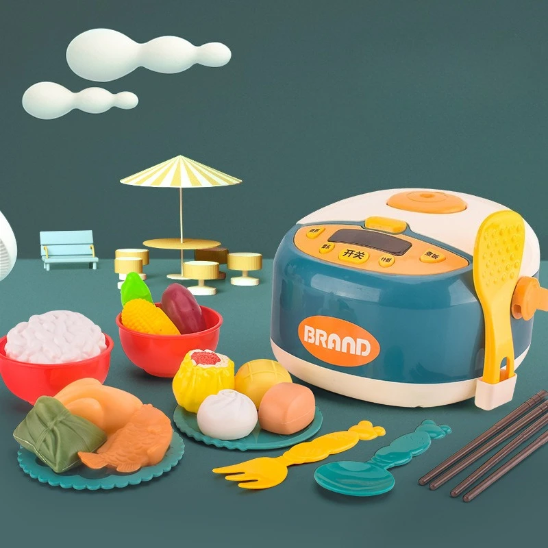 子供用ごっこ遊びクックキッチン模造調理器具スプレーライスクッカー子供用おもちゃセット食事作り料理誕生日プレゼント