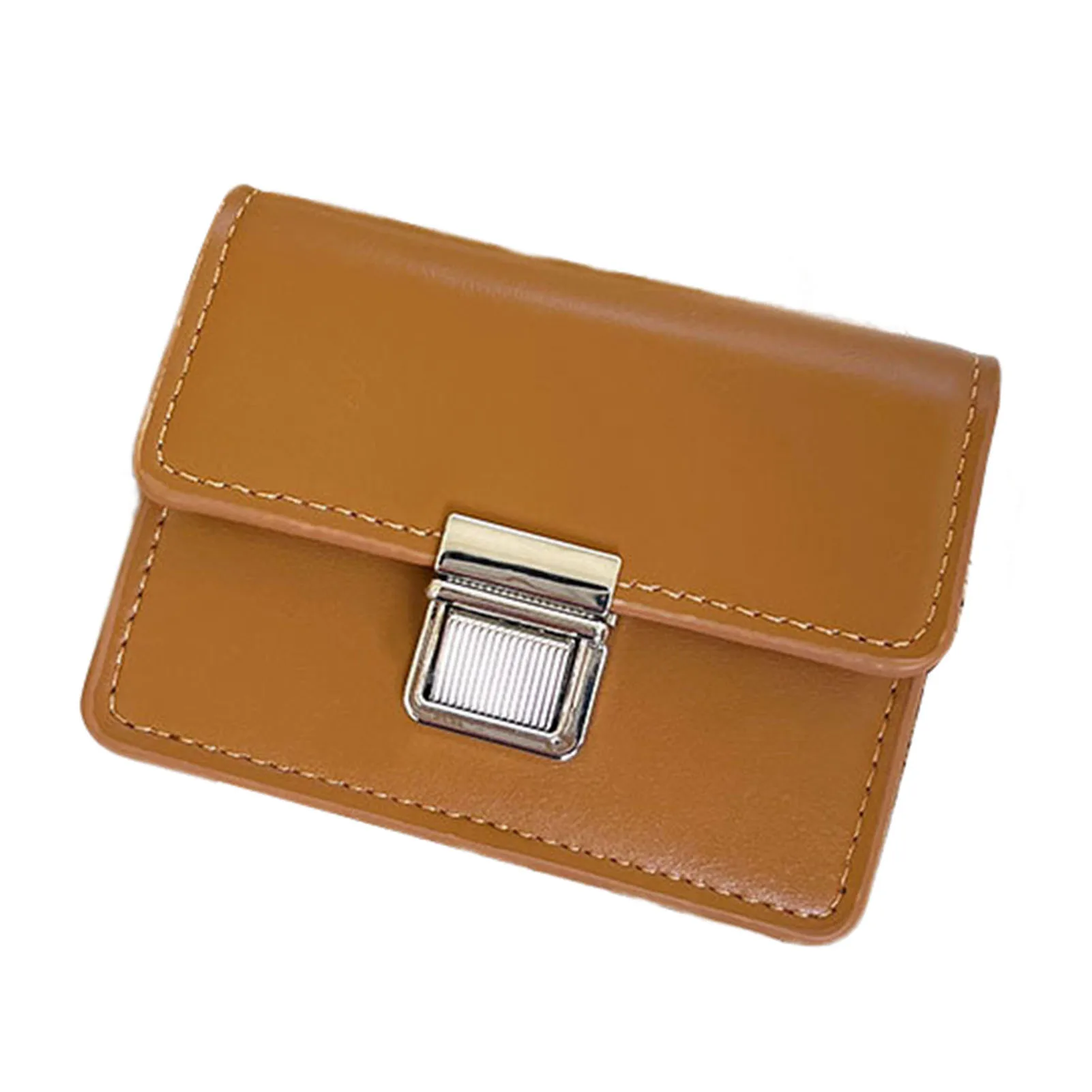 Women Wallet Square Card Case Flapover Change Pouch with Metal Latch Closure for Bank Card Credit Cards ID