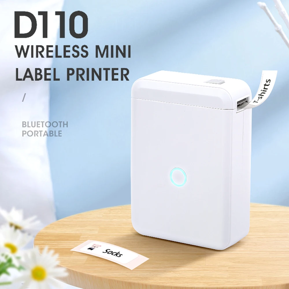 Mini Printer Wireless Thermal Label Maker Mini Portable Label Printer for Home Office Using Hot Sales D110