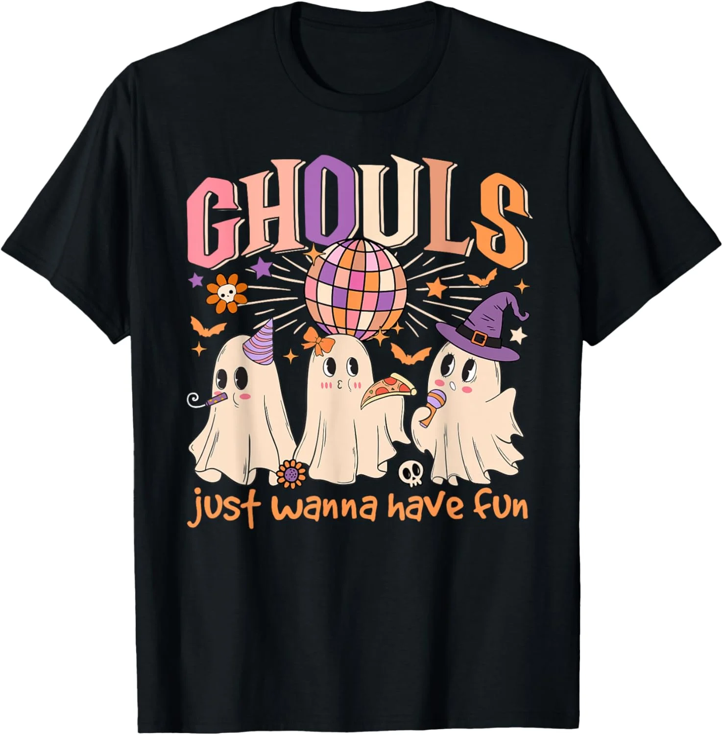 Groovy Halloween Ghouls Just Wanna Have Fun Dancing Ghost T-Shirt