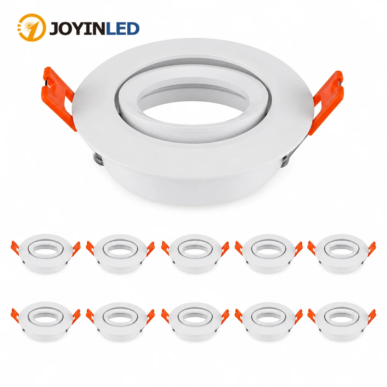 JOYINLED 1/10PCS Aluminum Round Recessed Spotlight Frame GU10 MR16 Adjustable Ceiling Downlight Trim 70mm Cutout Indoor Fixture