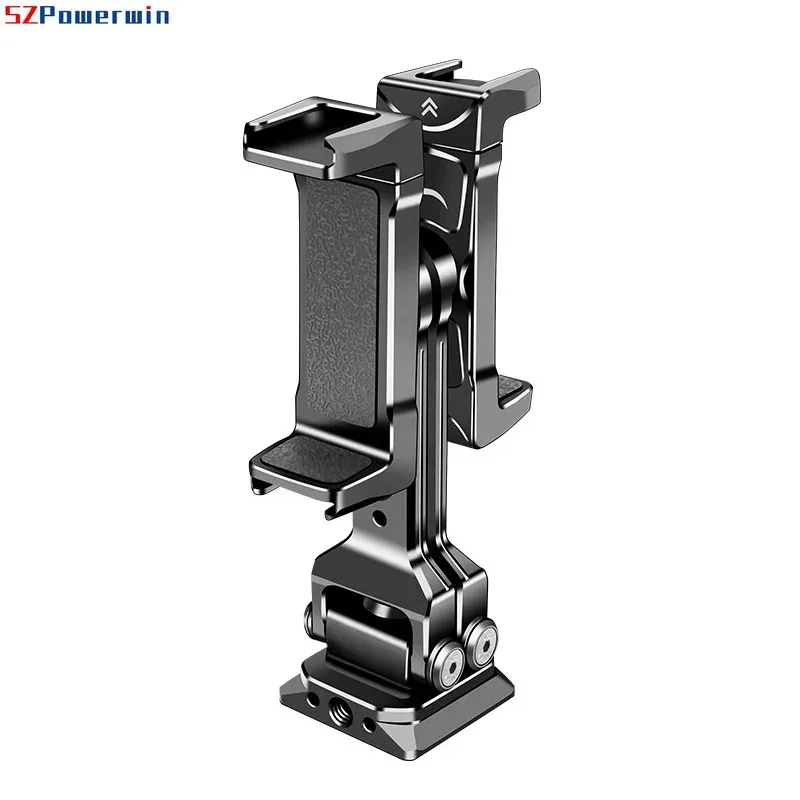 

Dual Phone Holder, 4 Cold Shoe Mounts for Microphone & LED Fill Light, Live Streaming Video Shooting Stand for iPhone Android