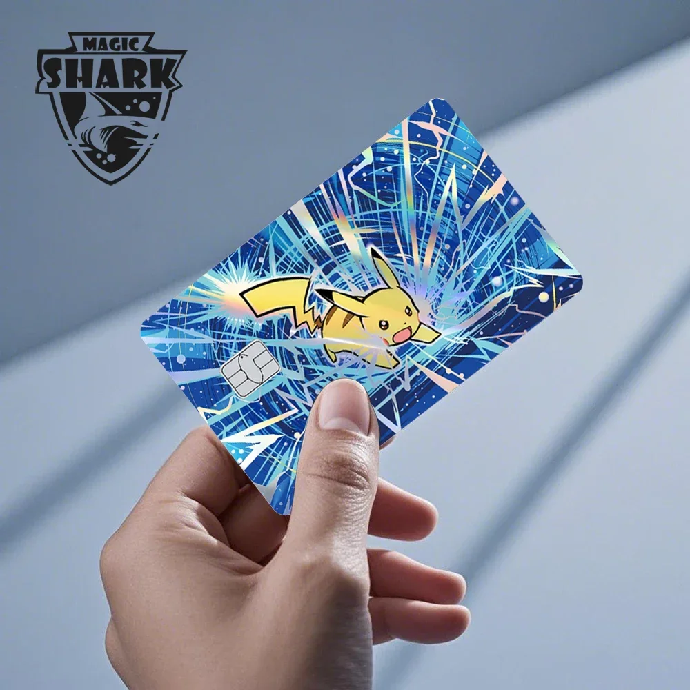 Magic Shark Holographic Laser Mewtwo Snorlax Pikachu Gengar บัตรเครดิต Debit Bank ฟิล์มสติกเกอร์ผิวฝาครอบด้านหน้า