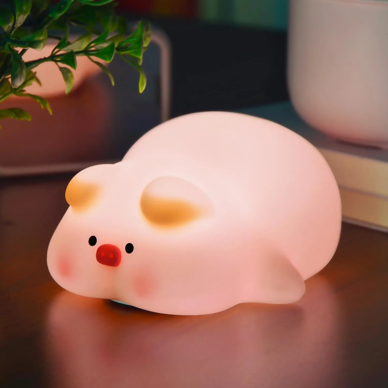 Cute Pig Night Light Led Nursery Nightlight Soft Silicone Mood Light Piggy Hippo Baby Bedroom Bedside Table Lamp Rechargeable