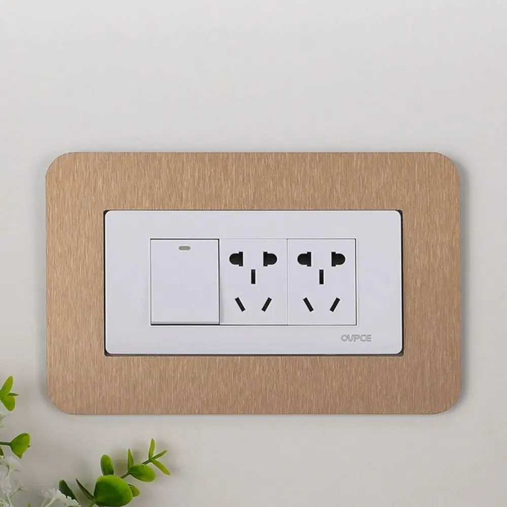 Aluminum Composite Panel Light Switch Sticker Anti-Dirty Dustproof Socket Frame Cover Solid Color Design No Punch Installation