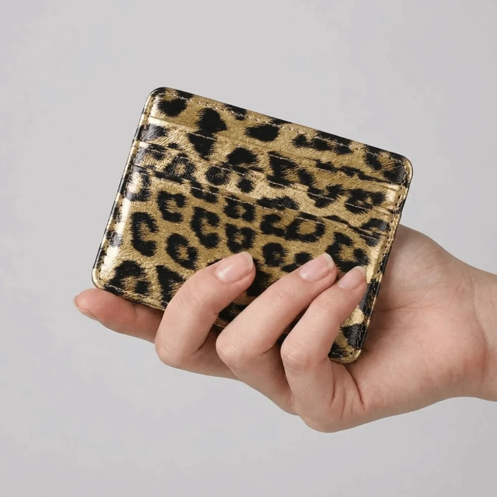 Classics Pu Leather Leopard Print Card Holder Ultra-thin Mini Credit Card Holder Slim Korean Style Coin Purse Men/Women