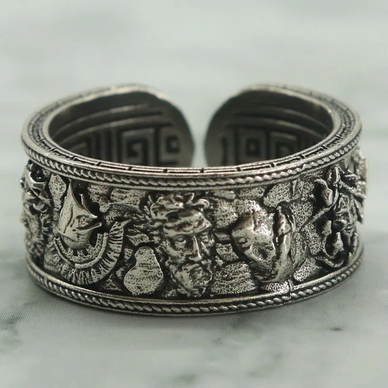 Buy 3 Get 1 Free Olympus coiled around the finger: divine fragments form the crown, broken columns guard a slumbering Zeus Rings