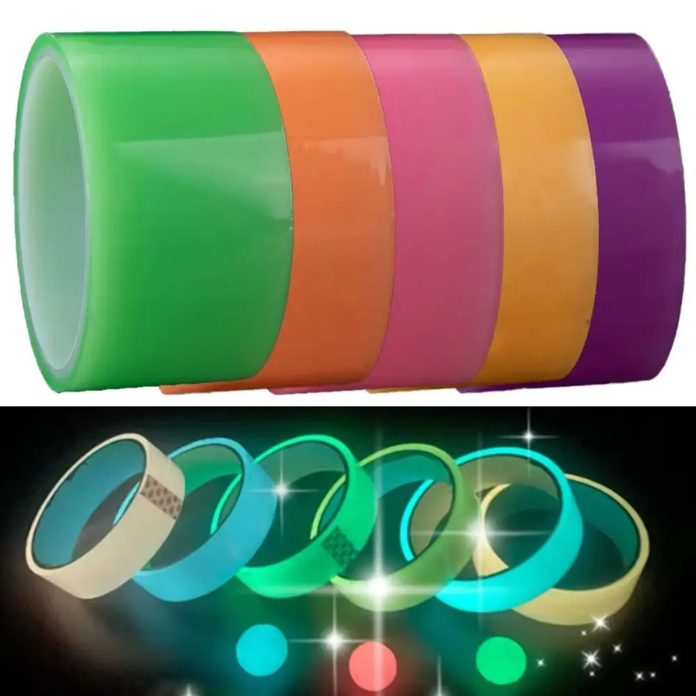 6Pcs Glow in Dark Luminous Sticky Ball Rolling Tapes Colorful Random Color Fluorescent DIY Ball Tapes Adhesive Safety