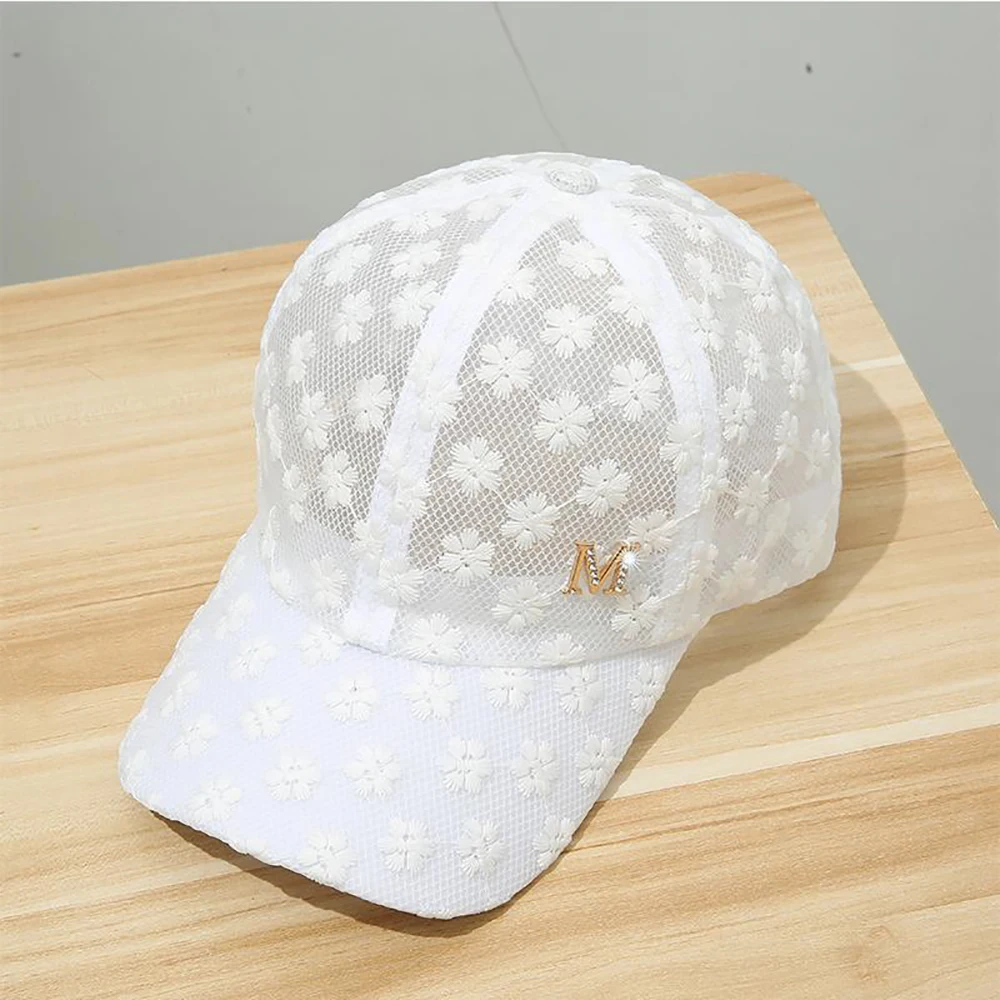 Fashion Breathable Outdoor Women Girls Hip Hop Mesh Hat Lace Flower Baseball Cap Visors Cap