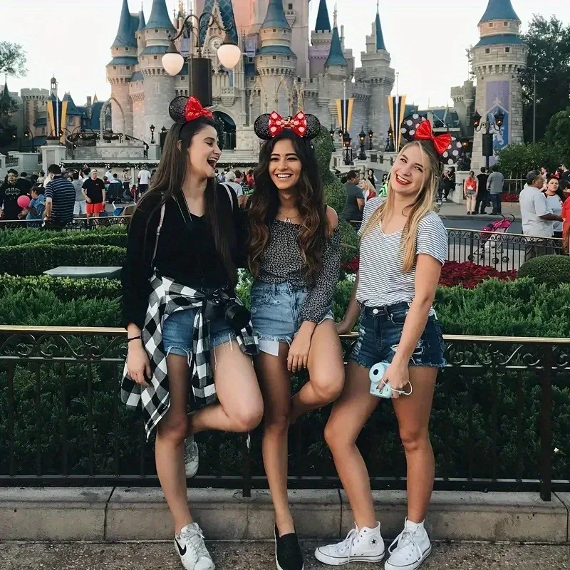 

1pc Mickey Minnie Ear Headband Cute Shiny Red Bow for Photography Amusement Parks Valentine's Day Party Holiday Hair Accessories