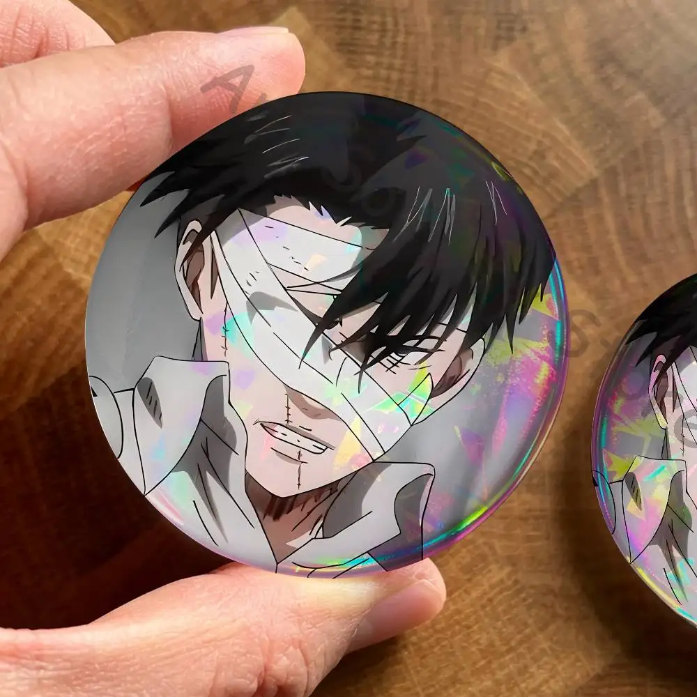 Anime L-Levi Ackerman Enamel Pins Funny Cartoon Characters Badge Fashion Jewelry Accessories Round Snap-in Brooch on Backpack