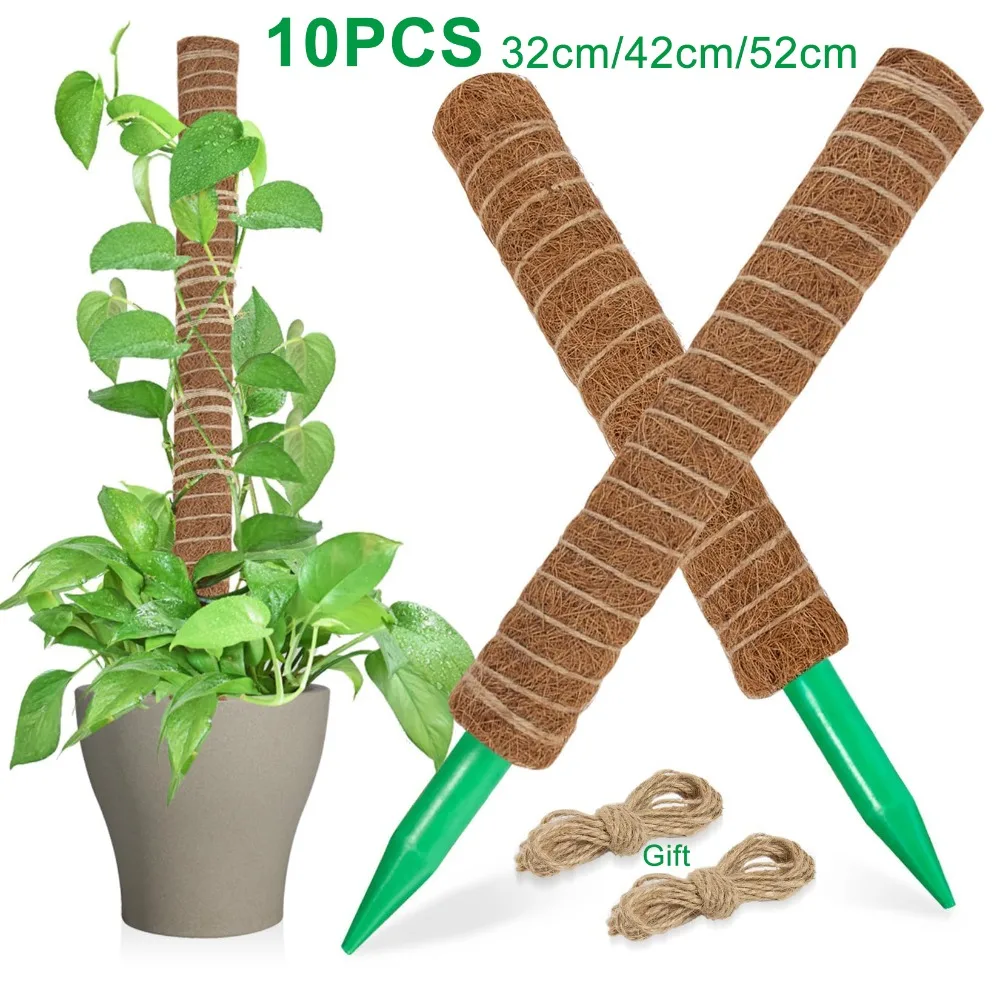 

Moss Totem Pole Moss Pole for Plants 10 Pcs 32cm/42cm/52cm Coco Coir Pole for Climbing Training Grow Upwards with Jute String
