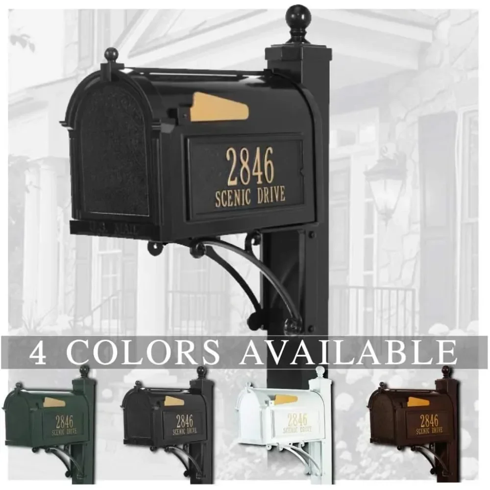 Personalized Whitehall Capitol Mailbox with Side Address Plaques and Post Package (4 Colors Available)