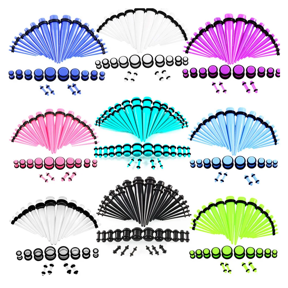 36pcs/lot Acrylic Ear Gauge Taper and Plug Stretching Kits Mixed Color Ear Flesh Tunnel Expansion Body Piercing Jewelry 1.6-10mm