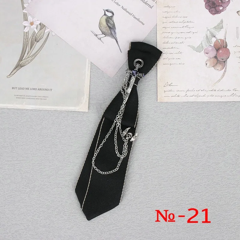 Handgemachte schwarze Band Krawatte Kristall Strass Schmuck Männer Shirts heiße neue Mädchen Jungen Kragen Krawatten Schuluniform Frauen Krawatte – Detail 22