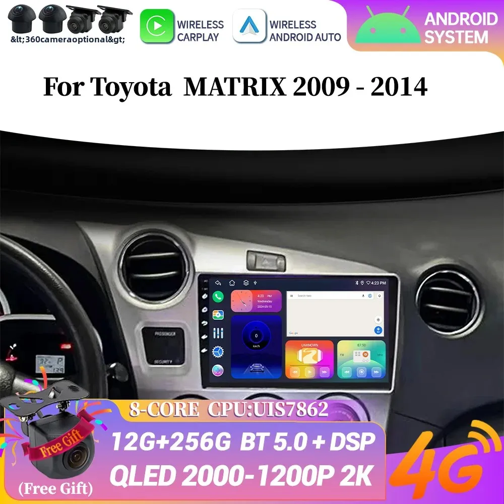 

Android 14 For TOYOTA MATRIX 2009-2014 Wireless Bluetooth Carplay Stereo Touch Screen Car Radio Multimedia Navigation 5G WIFI