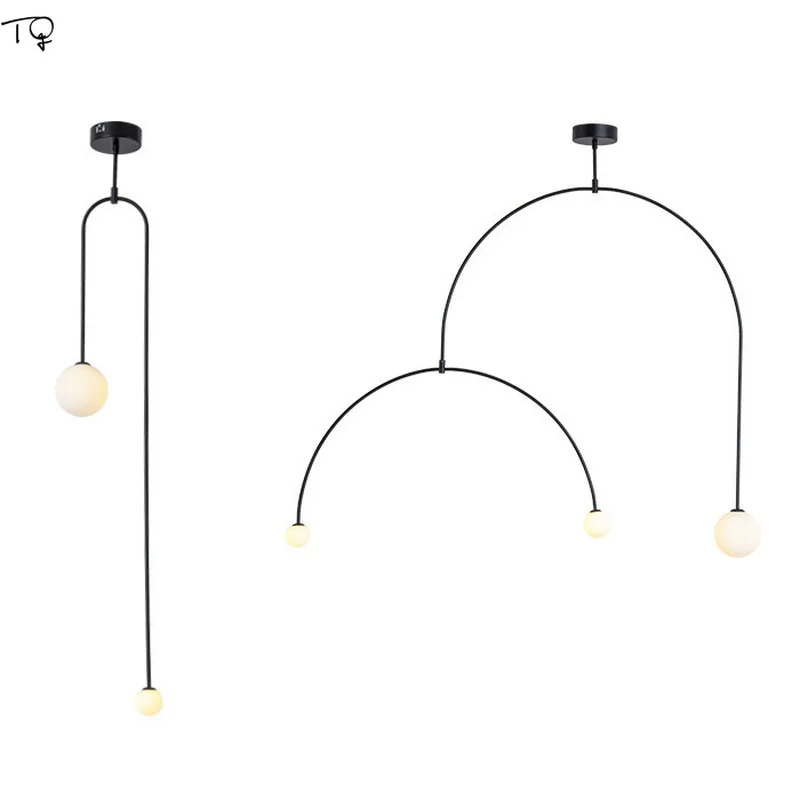 

Nordic Minimalist Designer Art Line Pendant Light Indoor Hanging Lamp Industrial Lighting Fixtures Living Room Dining Room Study