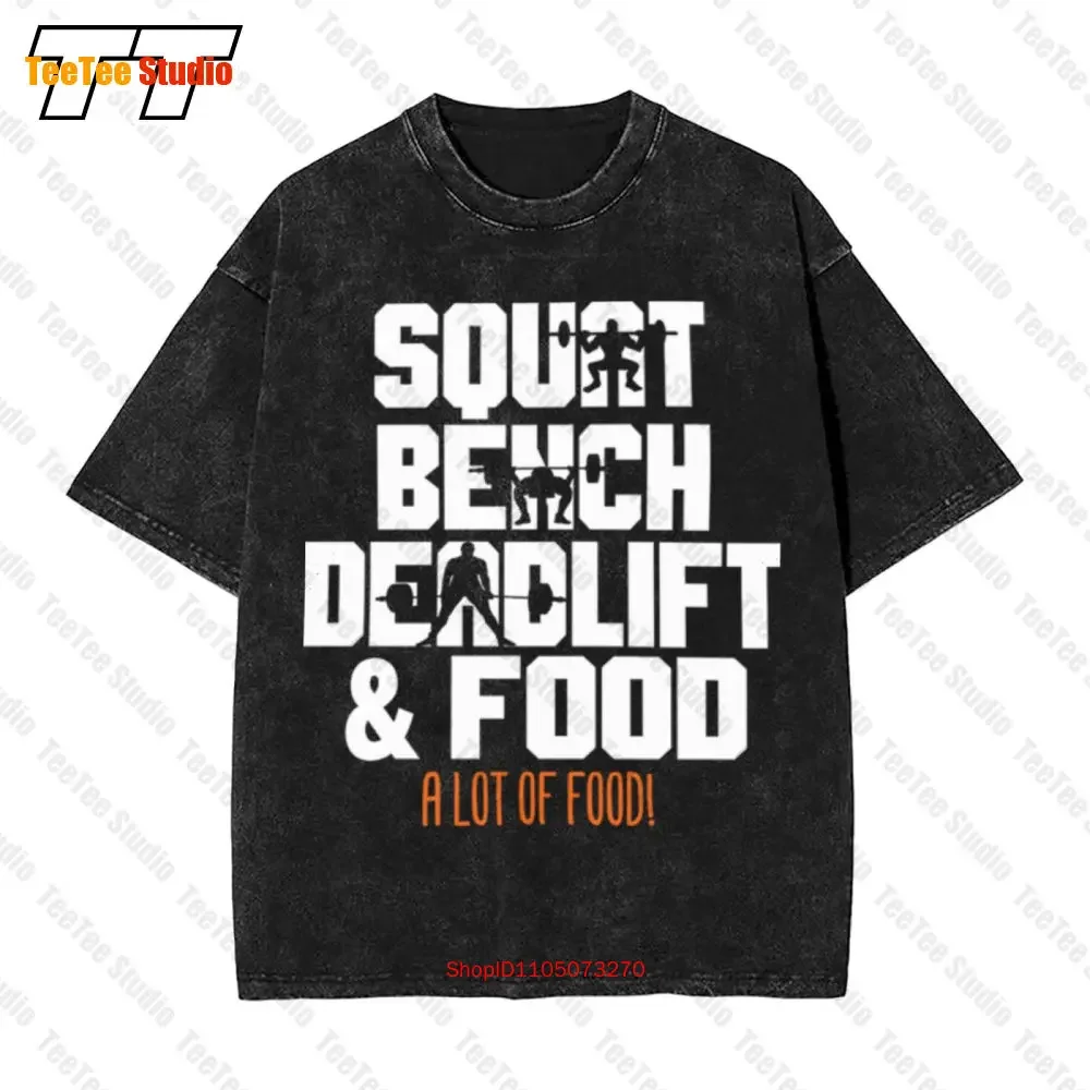 Squat Bench Deadlift And Food Powerlifting Fitness Vintage Oversized T-Shirt CYLI