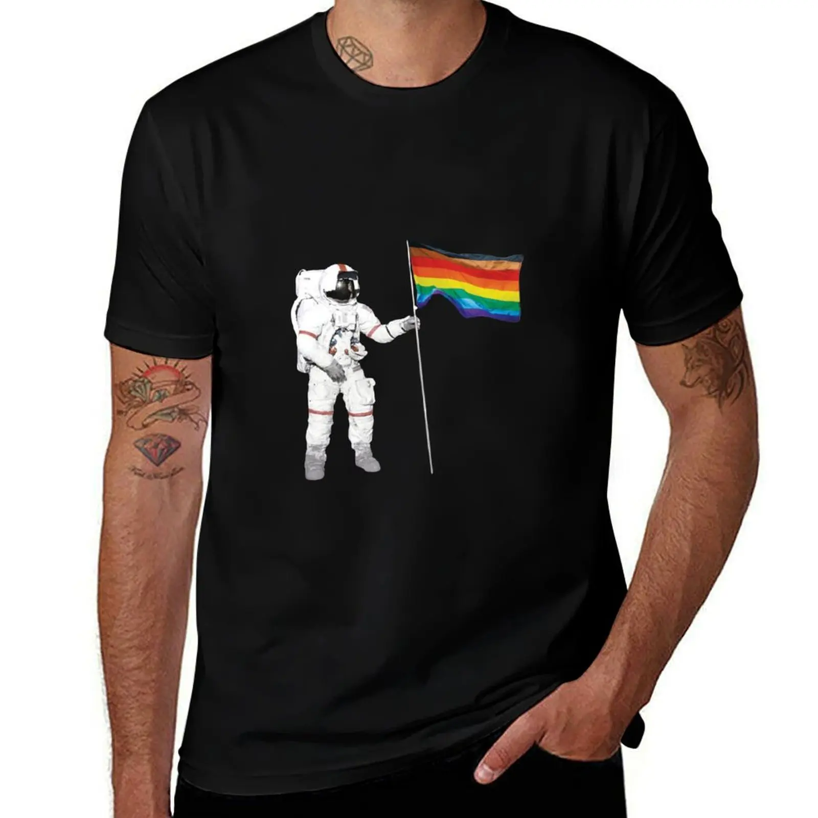 Lunar Inclusive Gay Pride Flag Assembly T-Shirt Anti-Perspiration Workout Top T-Shirt